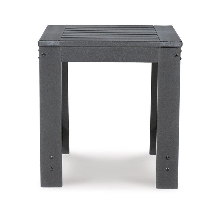 Wigo 22 Inch Outdoor Side End Table, Slatted Top, Modern Charcoal Gray - Benzara
