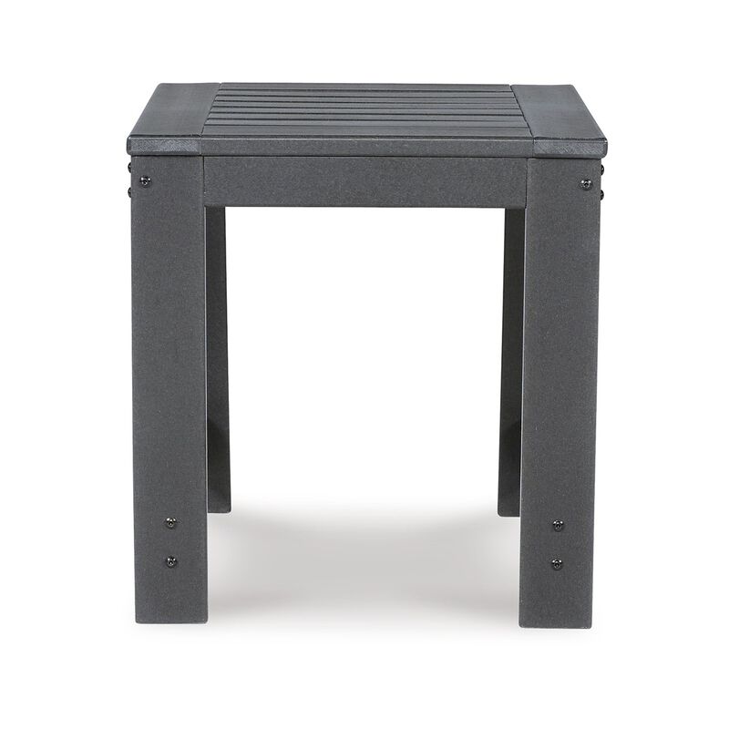 Wigo 22 Inch Outdoor Side End Table, Slatted Top, Modern Charcoal Gray - Benzara