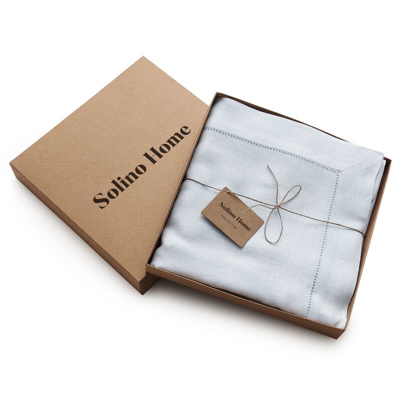 Solino Home 100% Pure Linen Tablecloth | Classic Hemstitch