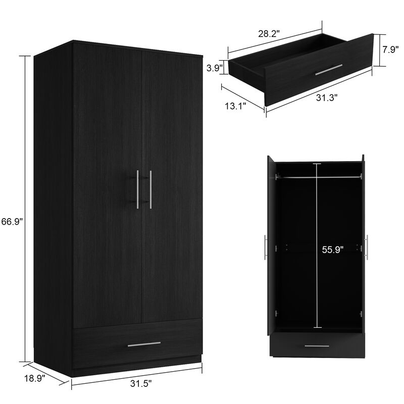 31.5"W x 66.9"H Wardrobe Armoire For Bedroom Saving Saving