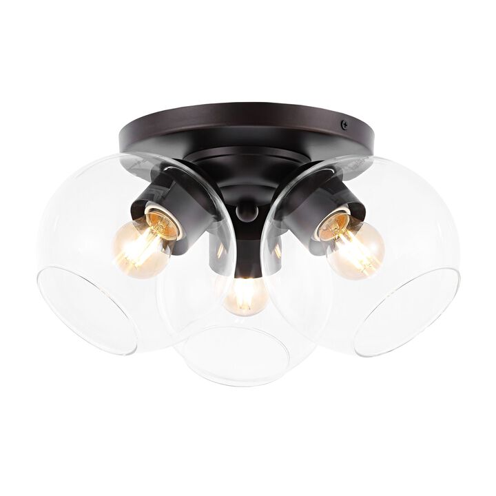 Iris Farmhouse Rustic Iron/Glass LED Semi Flush Mount