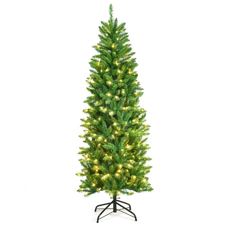 Pre-lit Artificial Fir Pencil Christmas Tree for Elegant Holiday Decor and Easy Setup