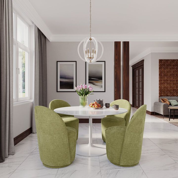 Jofran Rowan 54 Modern Luxury Pedestal Round Marble Dining Table