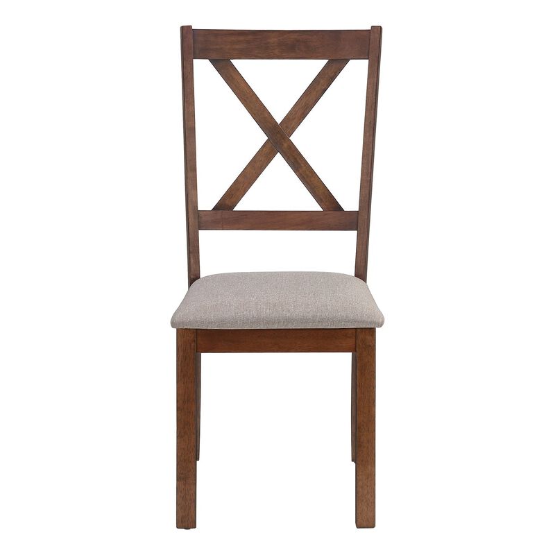Monarch Specialties I 1311 - Dining Chair, Set Of 2, Side, Upholstered, Kitchen, Dining Room, Brown Fabric, Walnut Wood Frame, Transitional