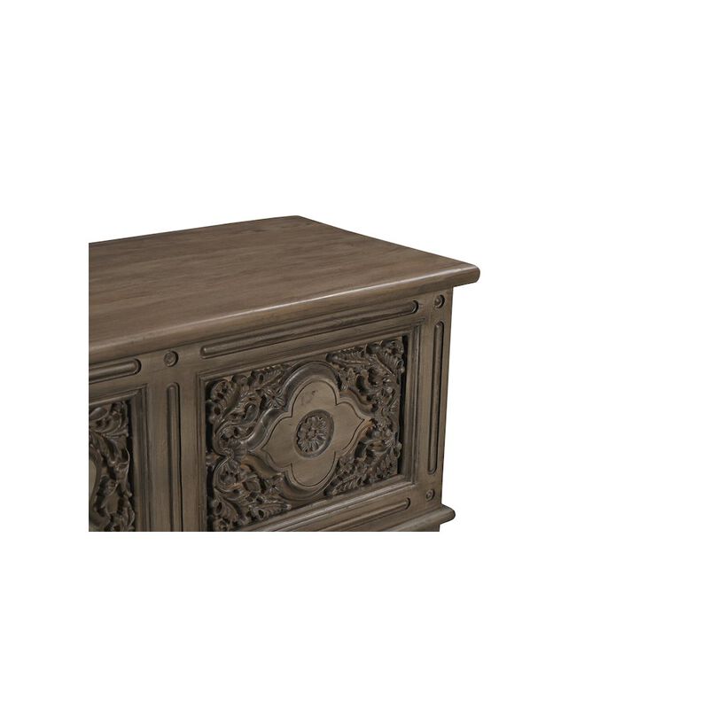 Taran Designs Grayson Carved Solid Wood Storage Ottoman