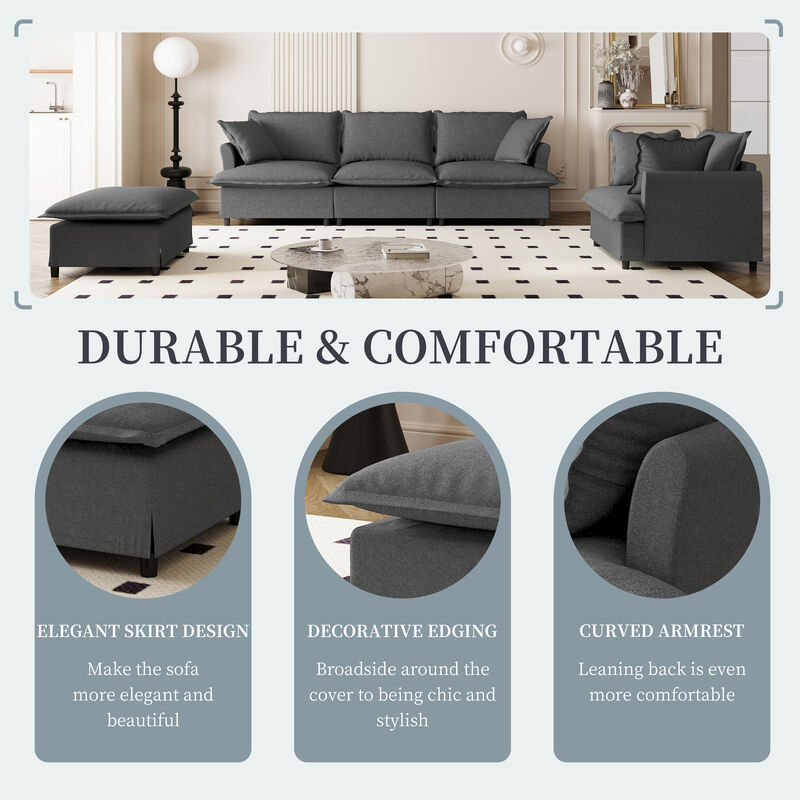 Merax Chenille Sectional Sofa Couch Indoor Furniture Set