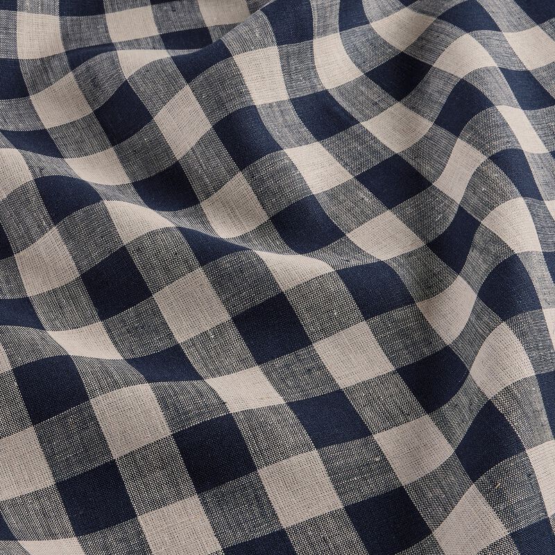 Solino Home 100% Pure Linen Table Throw 52 x 52 Inch | Morgan Check for Thanksgiving, Christmas