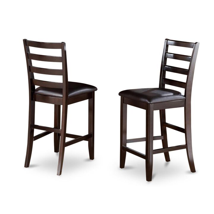 East West Furniture Fairwinds  Faux  Leather  Upholstered  Seat  Stool  with  lader  back,  Set  of  2