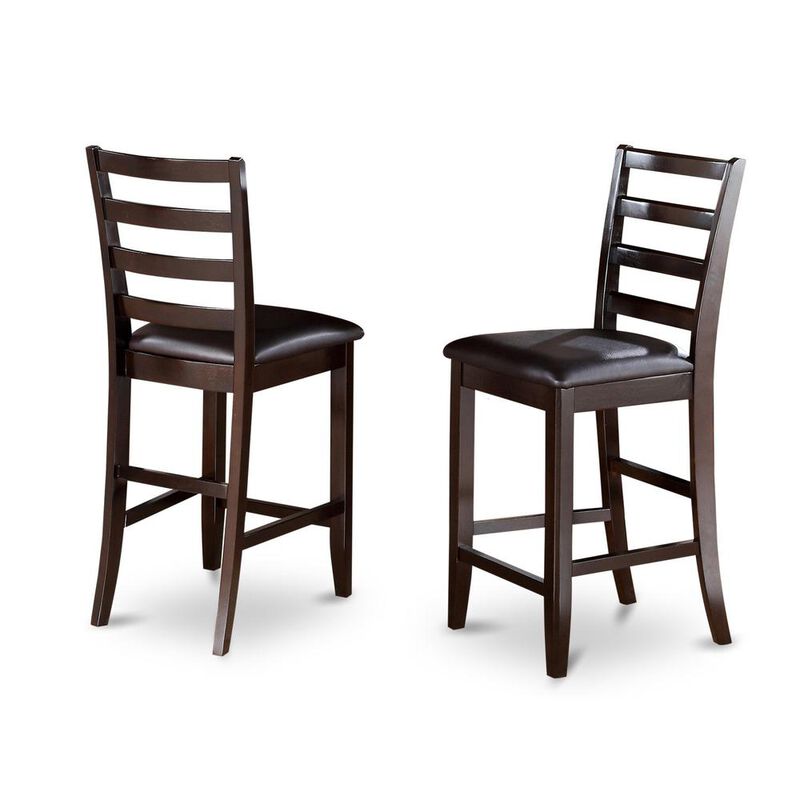 East West Furniture Fairwinds  Faux  Leather  Upholstered  Seat  Stool  with  lader  back,  Set  of  2