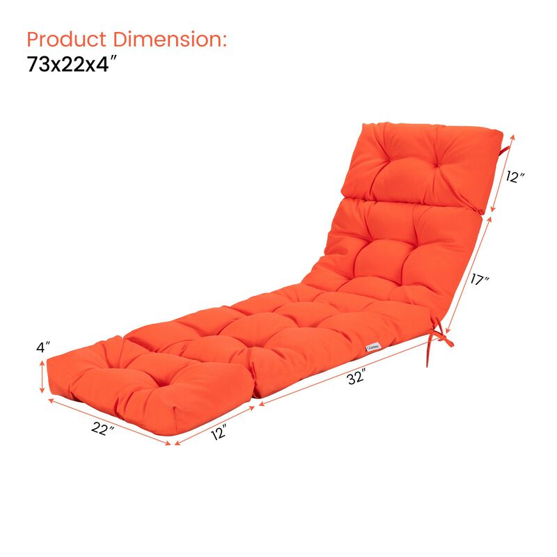 Outdoor Lounge Chaise Cushion with String Ties for Garden Poolside
