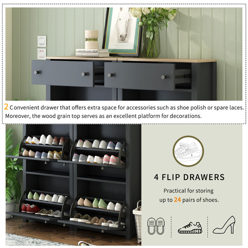 Merax Modern Style Shoe Rack with 4 Flip Drawers