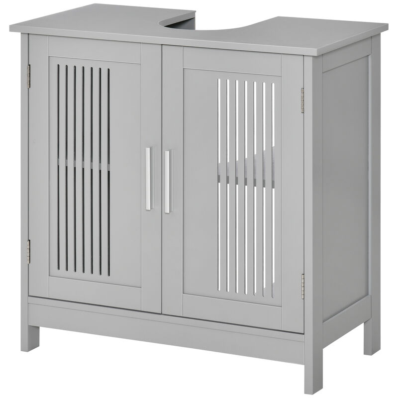 Bathroom Under Sink Cabinet Vanity Unit w/ Adjustable Storage Shelves, Grey