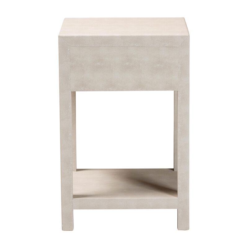Baxton Studio Dansby Modern Beige Faux Shagreen 1 Drawer End Table