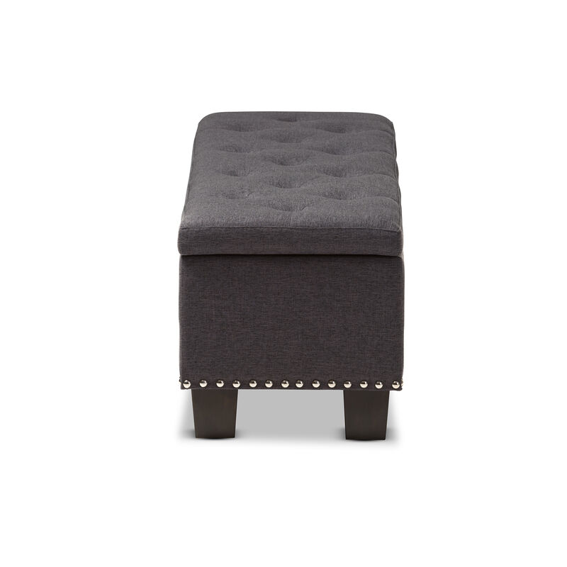 Baxton Studio Hannah Modern Dark Grey Fabric Upholstered Button Tufting Storage Ottoman Bench
