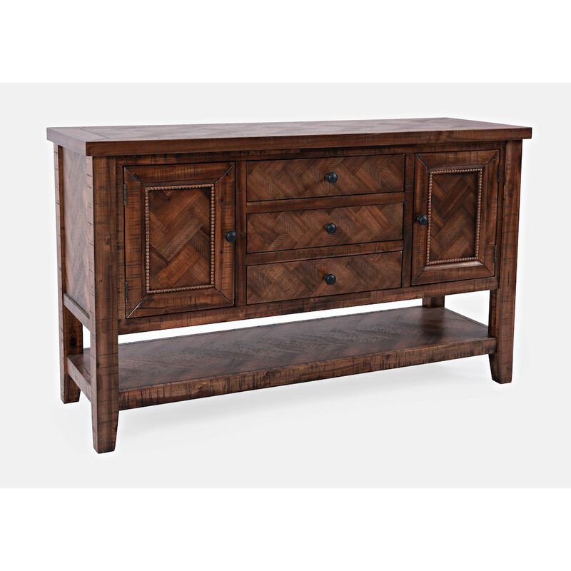 Jofran Fairview Transitional Herringbone Contemporary Distressed Acacia Buffet Server