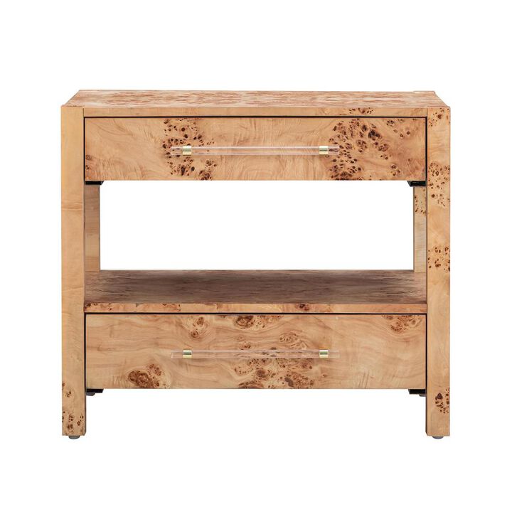 Belen Kox Elegant Burl Wood Nightstand, Belen Kox