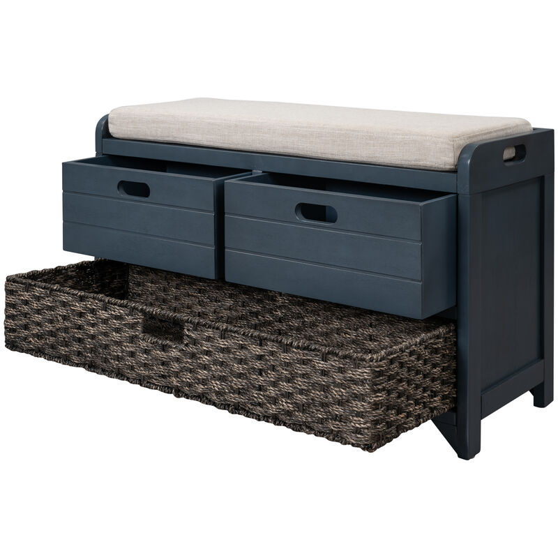 Merax Storage Bench with Removable Basket and 2 Drawers