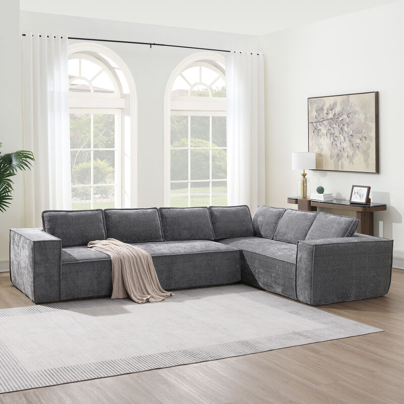 Merax Modern L-Shaped Cloud Sofa Set for Living Room