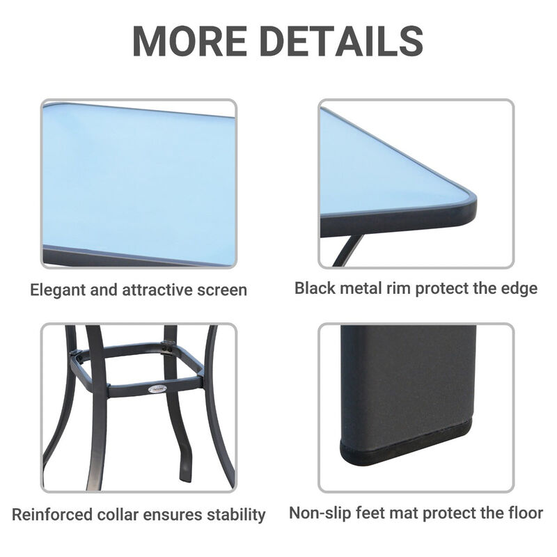 Alfresco Dining Surface: 33" Square Tempered Glass Bistro Table for Gardens