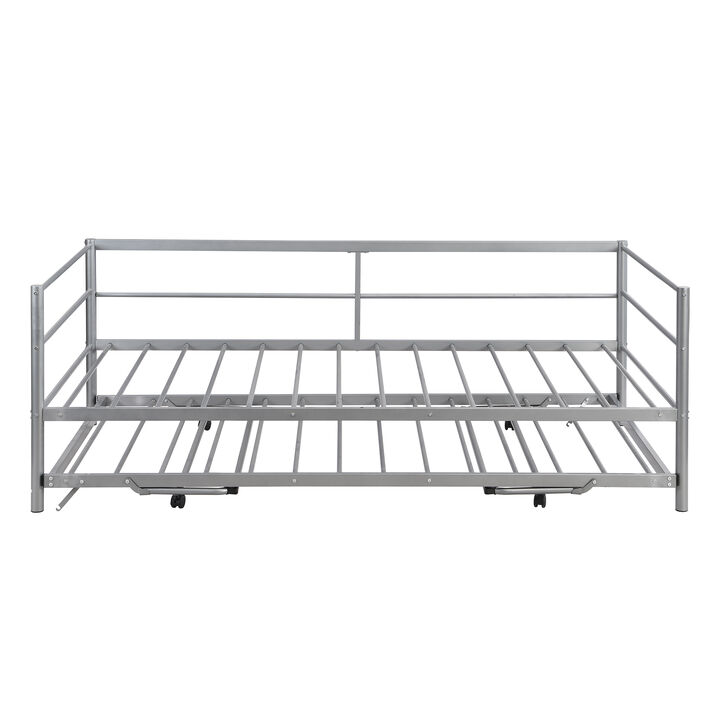 Merax Metal Daybed Bed with Pop Up Trundle