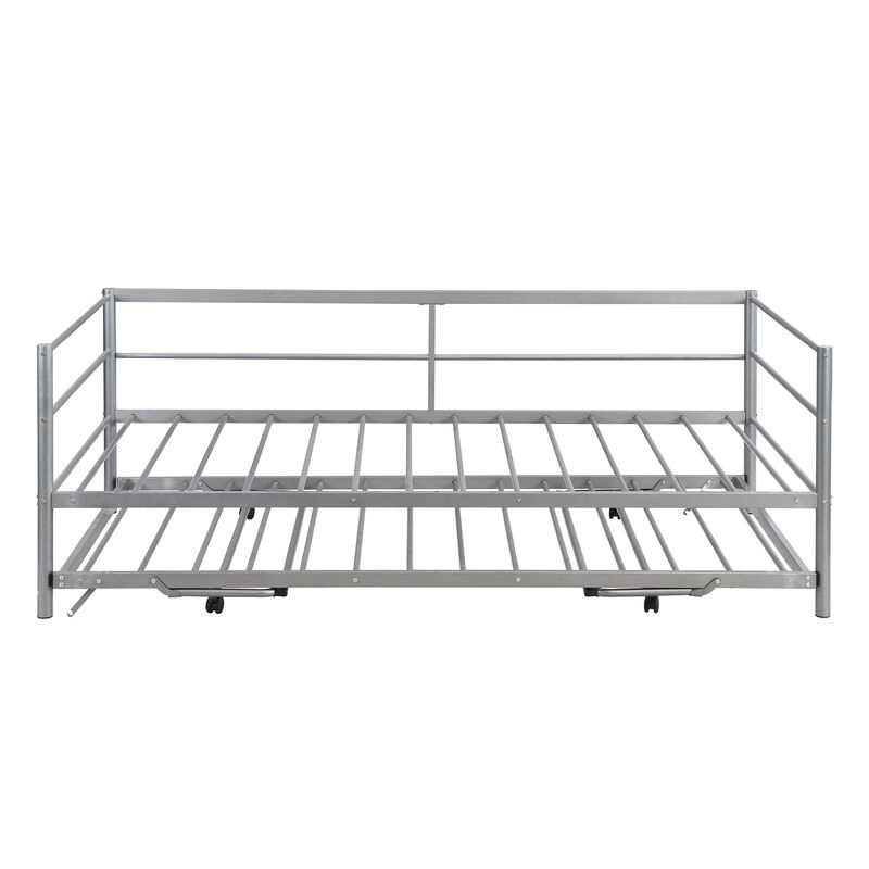 Merax Metal Daybed Bed with Pop Up Trundle