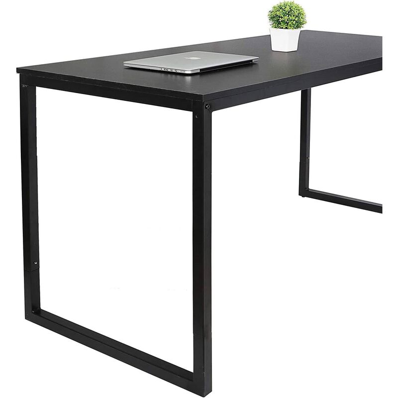 Hivvago Black Metal Frame Wood Top Modern Home Office Laptop Computer Desk Writing Table