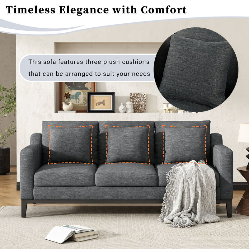 Merax Comfy 3-seat Sofa with Wooden Legs