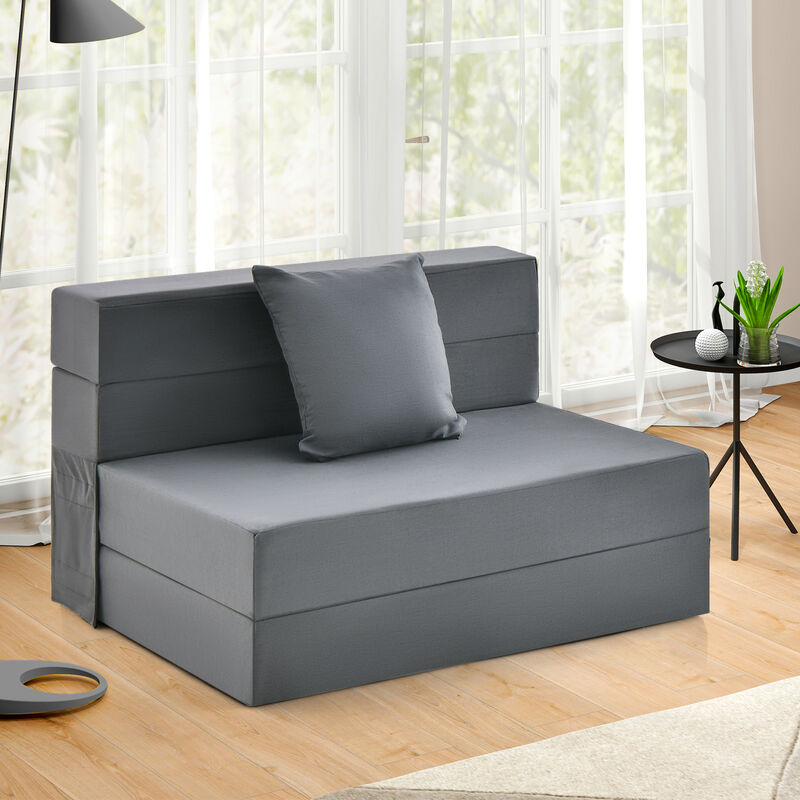 6 Inch Tri-fold Sofa Bed Folding Mattress with Pillow