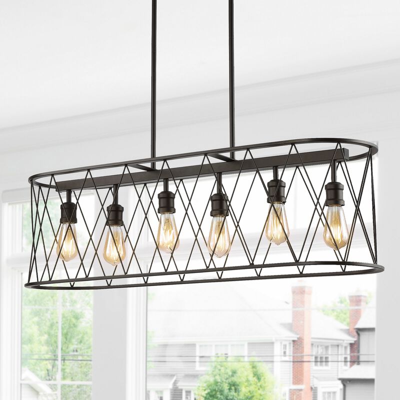 Marion 6-Light Adjustable Iron Farmhouse Rustic LED Dimmable Pendant