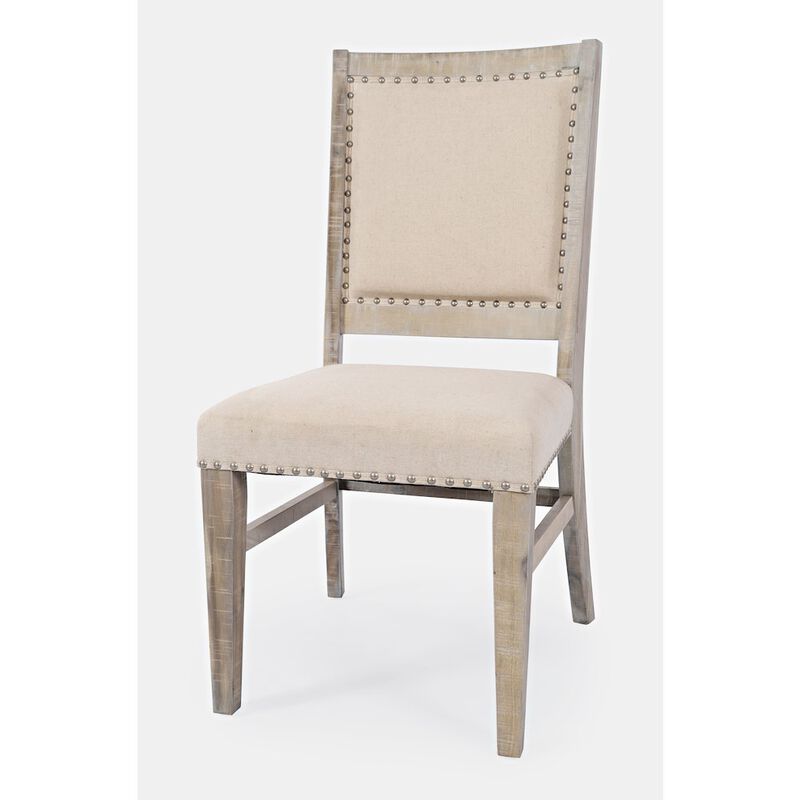 Jofran Fairview Mid-Century Distressed 78 Seven-Piece Upholstered Dining Set
