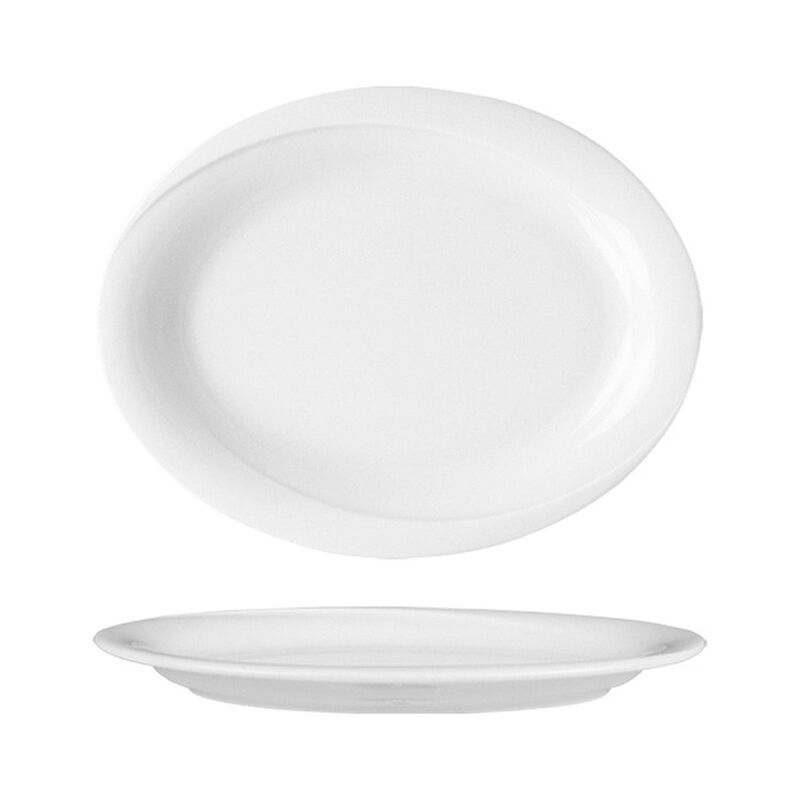 Porcelain X-tanbul 7.75" x 6" x h:0.75" Oval White Porcelain Platter (Set of 2)