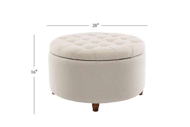 Prescott Large Round Tufted Storage Ottoman