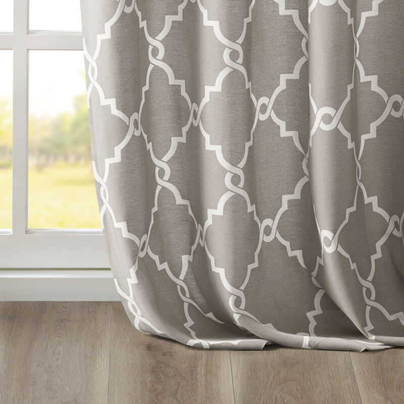 Gracie Mills Ondine Scroll Geometric Fretwork Grommet Window Curtain Panel