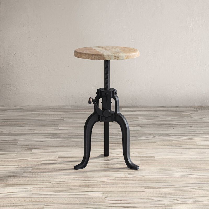 Jofran Inc. Global Archive Industrial Iron and Solid Wood Crank Table