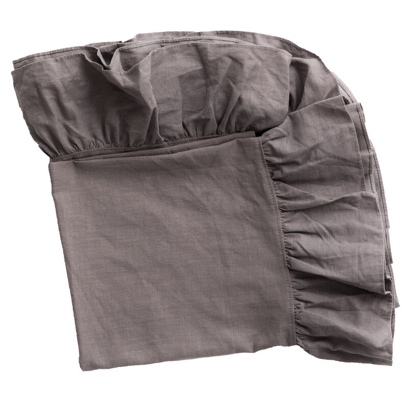 Deerlux 100% Pure Linen Washable Tablecloth with Ruffle Trim, 60" x 60" Square White