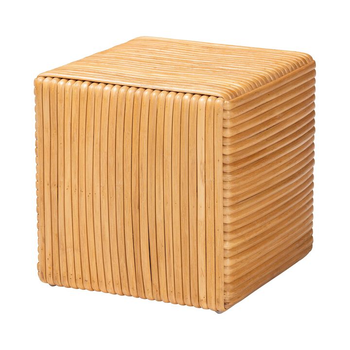 Bali & Pari Karina Bohemian Light Honey Rattan Footstool
