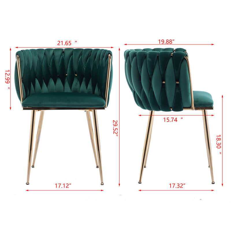 Dining Chair, Thickened Fabric Chairs With Wood Legs, Set Of 2