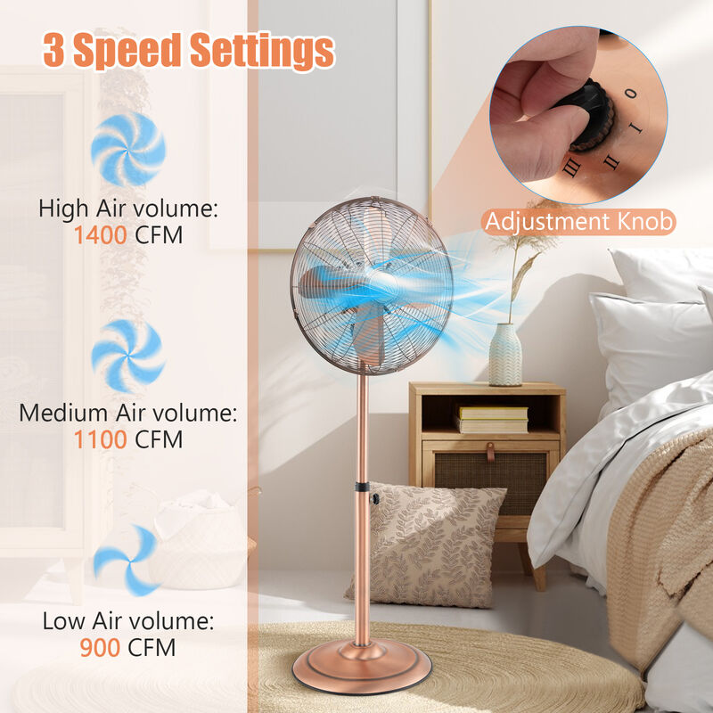 Pedestal Standing Fan Oscillating Pedestal Fan with 3 Speeds and Adjustable Height