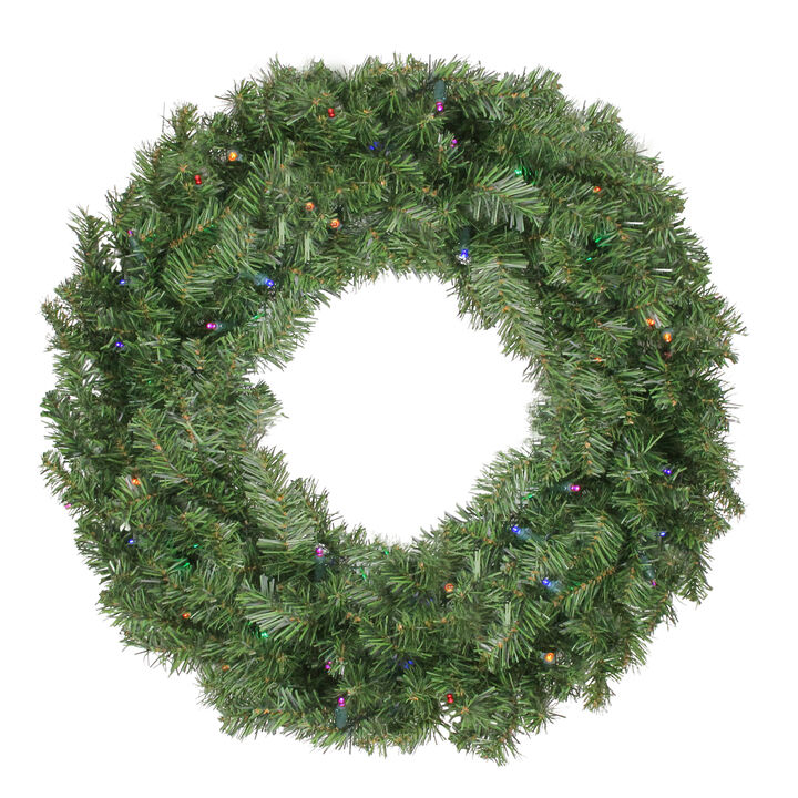 Pre-Lit Canadian Pine Artificial Christmas Wreath - 36-Inch  Multicolor Lights