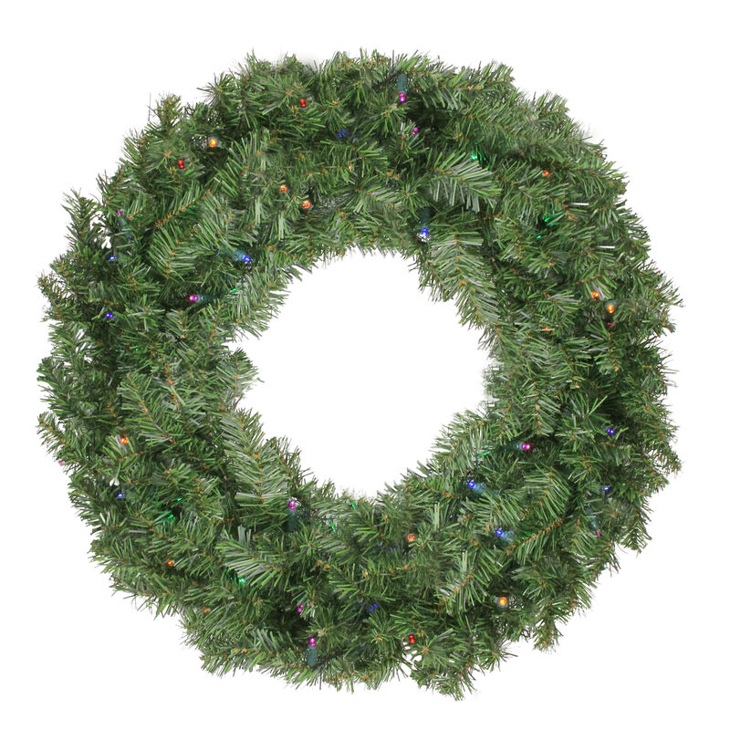 Pre-Lit Canadian Pine Artificial Christmas Wreath - 36-Inch  Multicolor Lights