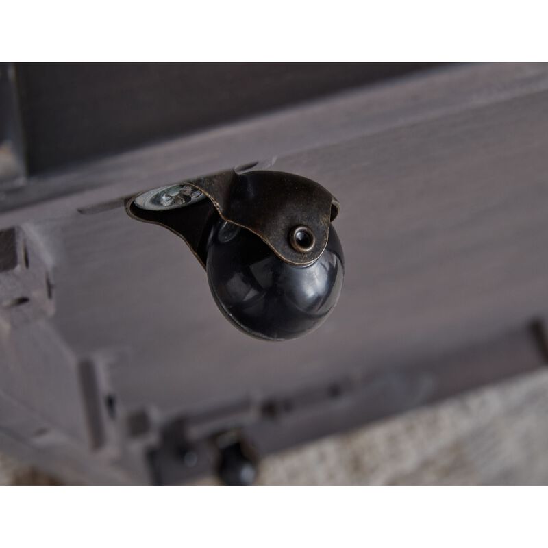 Yini Square Cocktail Coffee Table, Caster Wheels, 38 Inch Black Wood - Benzara