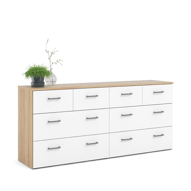 Tvilum 8 Drawer Double Dresser Oak Structure/White