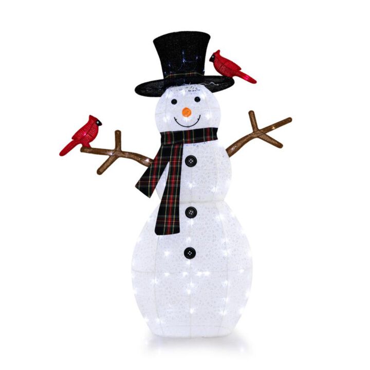Hivvago 4.2 Feet Lighted Snowman and Redbirds Christmas Decoration