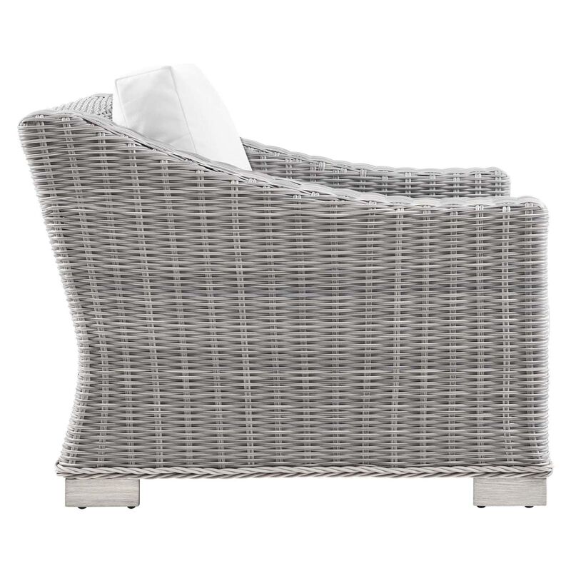 Modway Conway Outdoor Patio Wicker Rattan, Armchair, Light Gray White