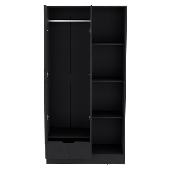 DEPOT E-SHOP Toccoa Armoire with 1-Drawer and 4-Tier Open Shelves
