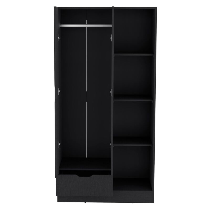 DEPOT E-SHOP Toccoa Armoire with 1-Drawer and 4-Tier Open Shelves