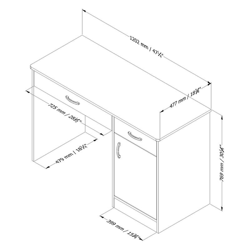 Hivvago Home Office Work Desk in Black Finish