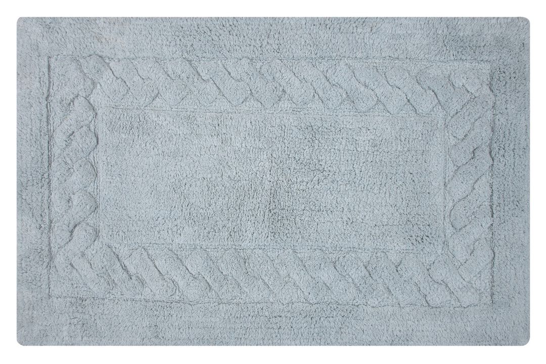Knightsbridge Chain Bath Rug Cotton Non Skid Back - 17x24", Light Blue