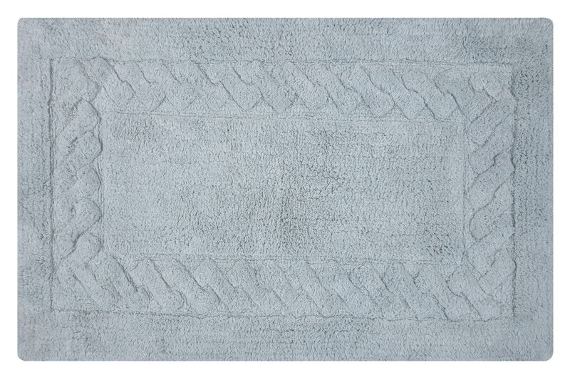 Knightsbridge Chain Bath Rug Cotton Non Skid Back - 17x24", Light Blue