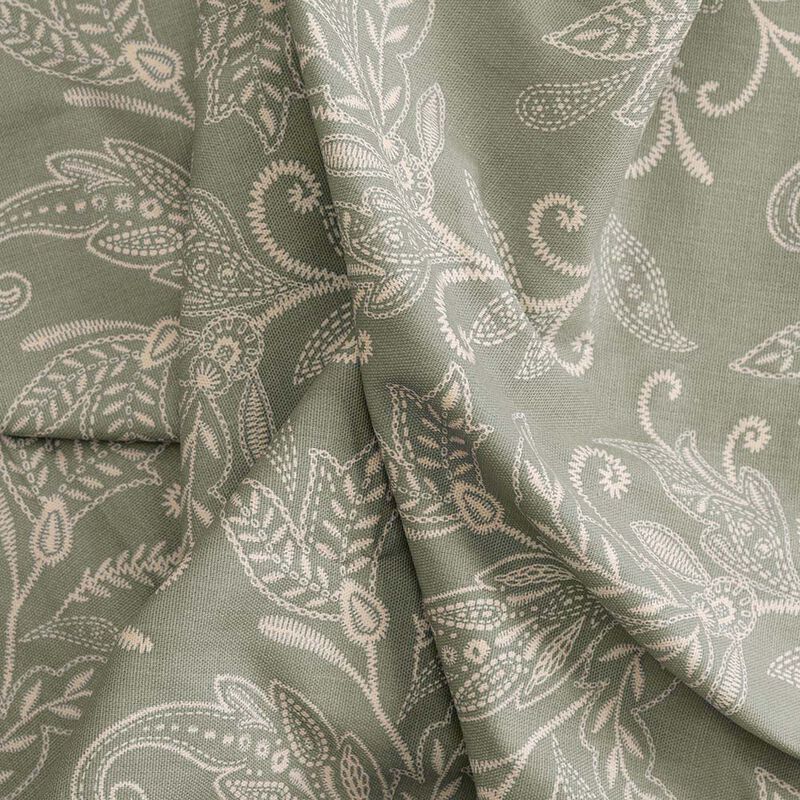Ellis Curtain Lexington Leaf Pattern on Colored Ground Curtain Pair with Ties